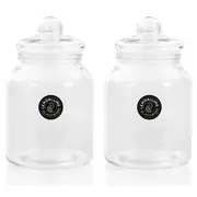 2x Lemon & Lime 3L Cookie Glass Jar Container Storage Pantry Organiser w/ Lid