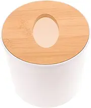 ETHZZLE Round Desktop Storage Boxes Wooden Tissue Box for Home Office Hotel Easy to Replace Tissue