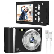 48 MP FHD 1080P Kids Digital Camera, 2.8 inch LCD Screen with 16X Zoom Anti Shake, CCD Digital Camera, Gift for Teenagers (Black)