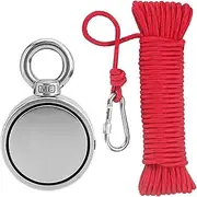 Fishing Magnet Magnetic Hook, Magnetic Hook Double-Sided Magnet Fishing Tool Single-Ring with 20-Meter Red Rope N35 -Products Quality Assurance