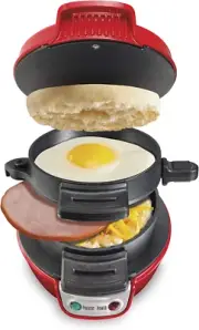 Breakfast Sandwich Maker with Egg Cooker Ring, Customize Ingredients, Perfect fo
