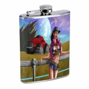 Hot Cowgirls D10 Flask 8oz Stainless Steel Hip Drinking Whiskey