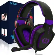Anivia Computer Over Ear Headphones Wired with Mic Stereo Black, Purple