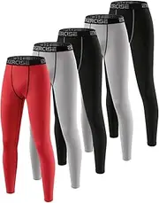 ATTIQOZI Youth Boys' Compression Leggings Pants Tights for Sports Boys Athletic Leggings Workout Base Layer Pants