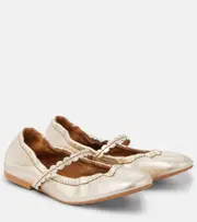 [See By Chloe] See By Chloé Chany metallic leather ballet flats AU 4 gold