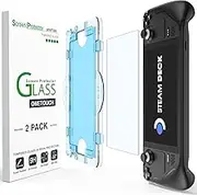 amFilm [2 Pack] OneTouch Compatible with Steam Deck Screen Protector, Tempered Glass Designed for Steam Deck (7inch) 2021 & 2022 64 GB/ 256 GB NVMe/ 512 GB NVMe Model with Easy Installation Kit