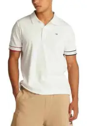 Tommy Hilfiger Jeans Men Polo - XL White Regular Fit Short Sleeve Designer Logo