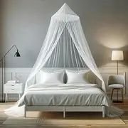 Zufio Large Mosquito Net for Bed, Queen Sized Bed Canopy for Girls 12.5M Coverage Mosquito Bed Net Essential Summer Netting Cover for Home Outdoor& Trip, White(X-Large)