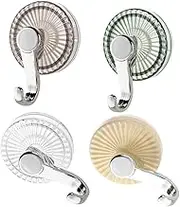 HOOTNEE 4Pcs Suction Cup Hooks Multi Purpose Hangers for Towel Kitchen Utensils Strong Vacuum Design for Bathroom No Tools Damage Required Transparent Grey Options