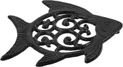 Kisangel Cast Iron Fish Stepping Stone Garden Edging Stones Garden Decor Fish Tank Gravel Garden Fish Stepping Stone for Garden Walkway Decorative Garden Paver Garden Accessories Black