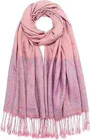 [QIUTIMIY] Paisley Pashmina Shawl Wrap Women Reversible Vintage Jacquard Pashmina Rave Scarf with Fringe for Evening, Wedding