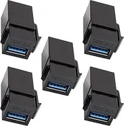 tunghey USB 3.0 Keystone Jack Inserts, USB to USB Adapters Female to Female Connector,Female Coupler Insert Snap-in Connector Socket Adapter Port for Wall Plate Outlet Panel (5Pack)