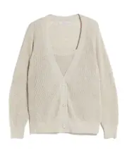 Two-piece combined rib sweater L Nude