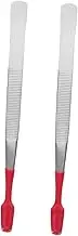 Gadpiparty 2pcs Stainless Steel Tweezers with Rubber Tips Flat Tip Non Slip Tools for Collecting Stamps Essential Crafting Tweezers for Stickers and Coin Handling