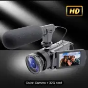 Camcorder Video Camera Recorder With Microphone HD 1080 32Gb Memory Card