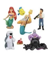Little Mermaid 7pc PVC Ariel Triton Ursula Prince Eric Flounder Sabastian Max 3"