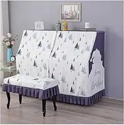 Grand Piano Cover, Upright Piano Dust Cover Withprinted Fabric Cartoon Piano Cover Dust Cover, Home Piano Dust Cover with Stool Cover Universal (Color : C, Size : with Double Bench Cover)