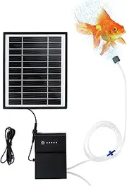 QCBF 5W solar aerator for pond, 3 operating modes, large capacity battery included, 2 bubble stones, solar air pump for fish pond hydroponics