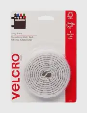 White VELCRO Hook & Loop Fastener 5' x 3/4" W Adhesive STICKY Back Tape 90087