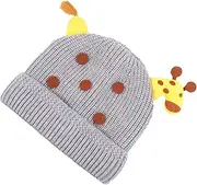 [Ipetboom] 1Pc Knitted Woolen Beanie Hat for Boys Comfortable Warm Autumn Winter Cap Soft Yarn Design Present for Newborns Grey