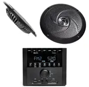 MB Quart RVM2.0 2-Zone RV Receiver Bluetooth Radio Stereo+2) 6.5" Black Speakers