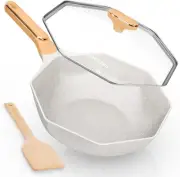 Ceramic Nonstick Octagonal Wok 12.5 Inch Die-Cast Induction Woks and Stir Fry Pa