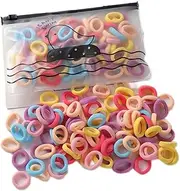 Lehuan 100Pcs Candy Colors Small Elastics Hair Ties, Hair Ponytail Holder for Girls, Soft Rubber Bands for Thin Hair (Color A)