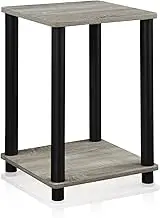 Furinno Haydn Turn-N-Tube End Table, French Oak Grey/Black