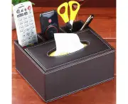 Pu Leather Multifunction Tissue Box Cover Pen Pencil Holder Remote Control Storage Box Desktop Organizer Office Desk Table