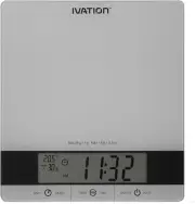 Ivation Glass Top Digital Kitchen Scale w/Timer, Clock, Temperature & RH Levels