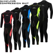 Men Compression Activewear Suit Cycling Sports Base Layer Tights Under Set Shirt