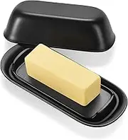 Hekeieon Butter Dish with Lid, Butter Keeper, Easy Scoop,Butter Container Holds for East/West Coast Butter, Dishwasher Safe (Black)