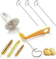 Spiral Potato Slicer Set Upgraded - Stainless Steel Manual Rotary Chips Wave Cutter Chopper Spiral Tornado Twister Roller for Potato Tower, Carrot Cucumber Barbecue, Fried, Gather, Party, Camping