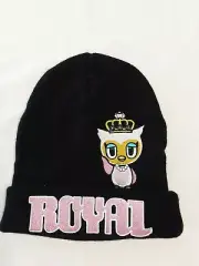 Claire's Girls Black Knit Beanie/Cap W/Embroidered Owl & Royal OSFM! BNWT!