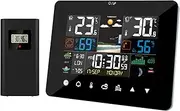 Sunrise and Sunset Weather Station Multi-Function Alarm Clock Hygrometer Touch Screen Operation with Wireless Outdoor Sensor