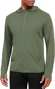 [Neleus] Men's Workout Fishing Shirts UPF 50+ Light Jacket Full Zip Sun Protection Long Sleeve Hoodie for Men Hiking