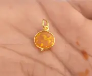 Natural Australian Yellow Opal charm-18K Solid Gold Handmade Charm Pendant