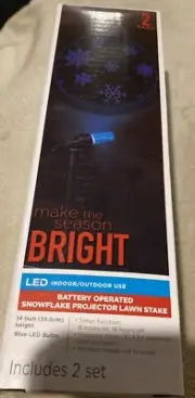 Christmas 2 Snowflake Battery Powered Projector Light Stakes LED Snowfall Image