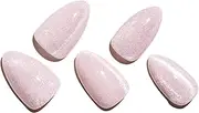 GLAMERMAID Nude Pink Magnet Cat Eyes Press on Nails Medium Almond, Handmade Jelly Gel Fake Nail Kit, Ombre Glitter Magnetic Glue on Nail Stiletto, Normal Medium Oval Stick on False Nail Set for Women