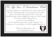 TO MY SON GIFT NOTE CARD envelope wedding graduation birthday gift from mum dad