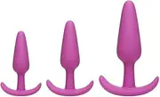 Doc Johnson Mood - Naughty 1 Trainer Set - Small, Medium, Large - Silicone Butt Plugs with Tapered Base for Comfort Between The Cheeks - Pink