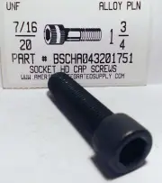 7/16-20x1-3/4 Hex Socket Head Cap Screws Alloy Steel Black (5)