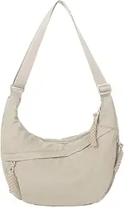 [AndThere] Crescent Bag for Women Crossbody Bag Nylon Half Moon Bag Crescent Shoulder Bag Dumpling Bag Large Capacity Side Bag Multi Pockets Slouch Bag Waterproof Cross Body Bag