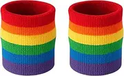 Rainbow Pride LGBTQ+ Wristband Set Unisex Stretch Armbands for Mardi Gras, Equality Marches, Parades & Festivals – Bold Rainbow Costume Accessory – 1, 3 & 5 Set Options Available