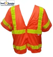 Class Three Sleeved Mesh Orange Safety Vests with Lime Stripes