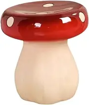 Dualoai Resin Agaric Statue Stool, Indoor/Outdoor Stool, Adorable Cute Oversized Sculpture for Backyard, Bedroom, Balcony, Pond, Porch, Red, as described