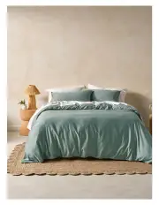 [Linen House] Surf Wash Quilt Cover Set In Seafoam