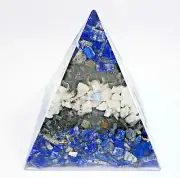 LAPIS LAZULI RAINBOW MOONSTONE ORGANITE PYRAMID 11x11 cm ORGONE ENERGY AUS MADE