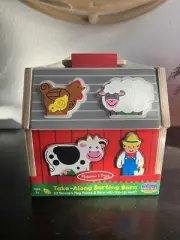 Melissa & Doug Wooden Take-Along Sorting Barn Toy - Farm Play Set for Toddlers