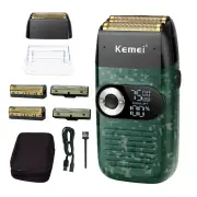 Kemei Model KM-2026/KM-2027 Electric Shaver Rechargeable Beard and Hair Trimmer with Two Floating Razor Heads 120 Minute
